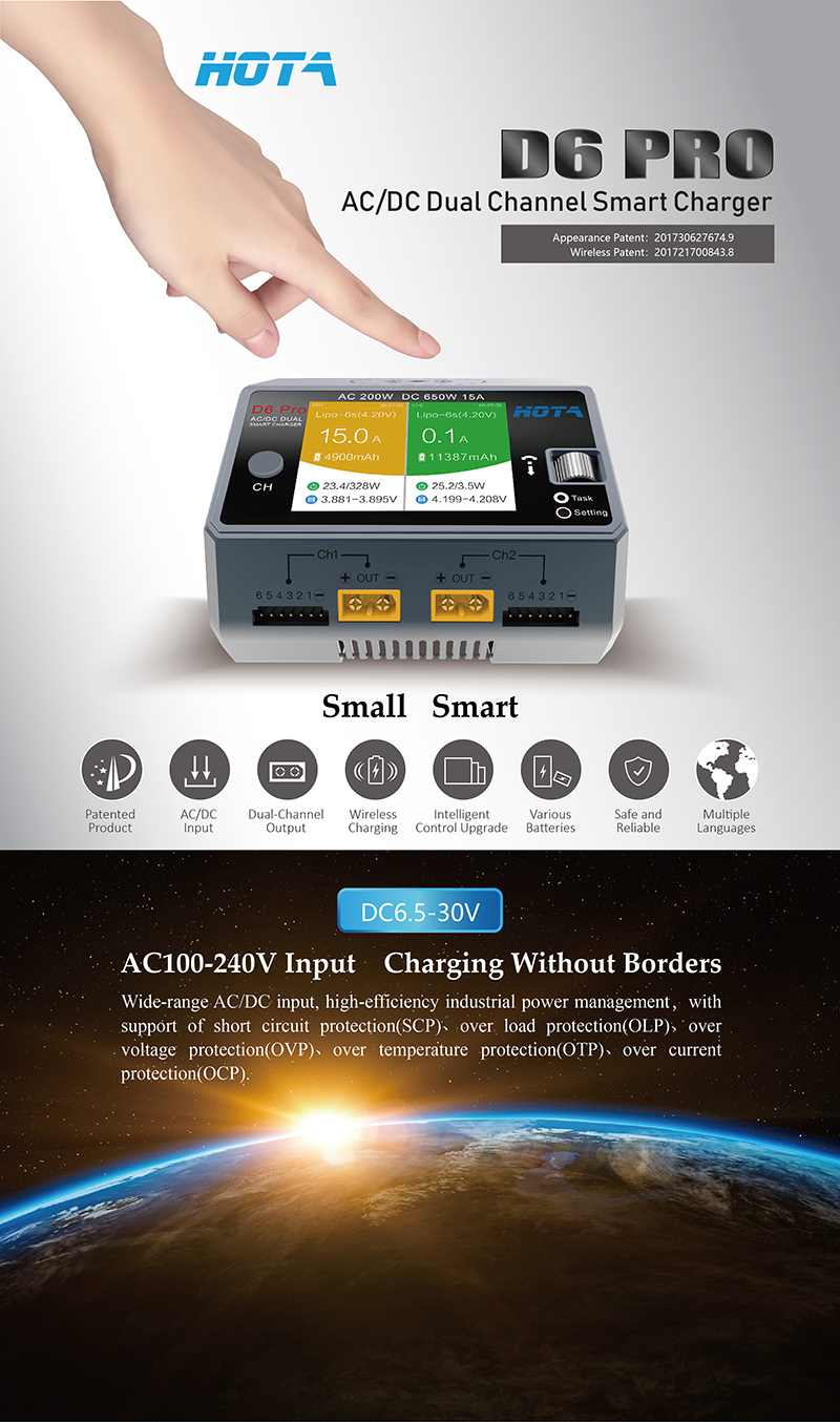 HOTA D6 PRO Dual Charger